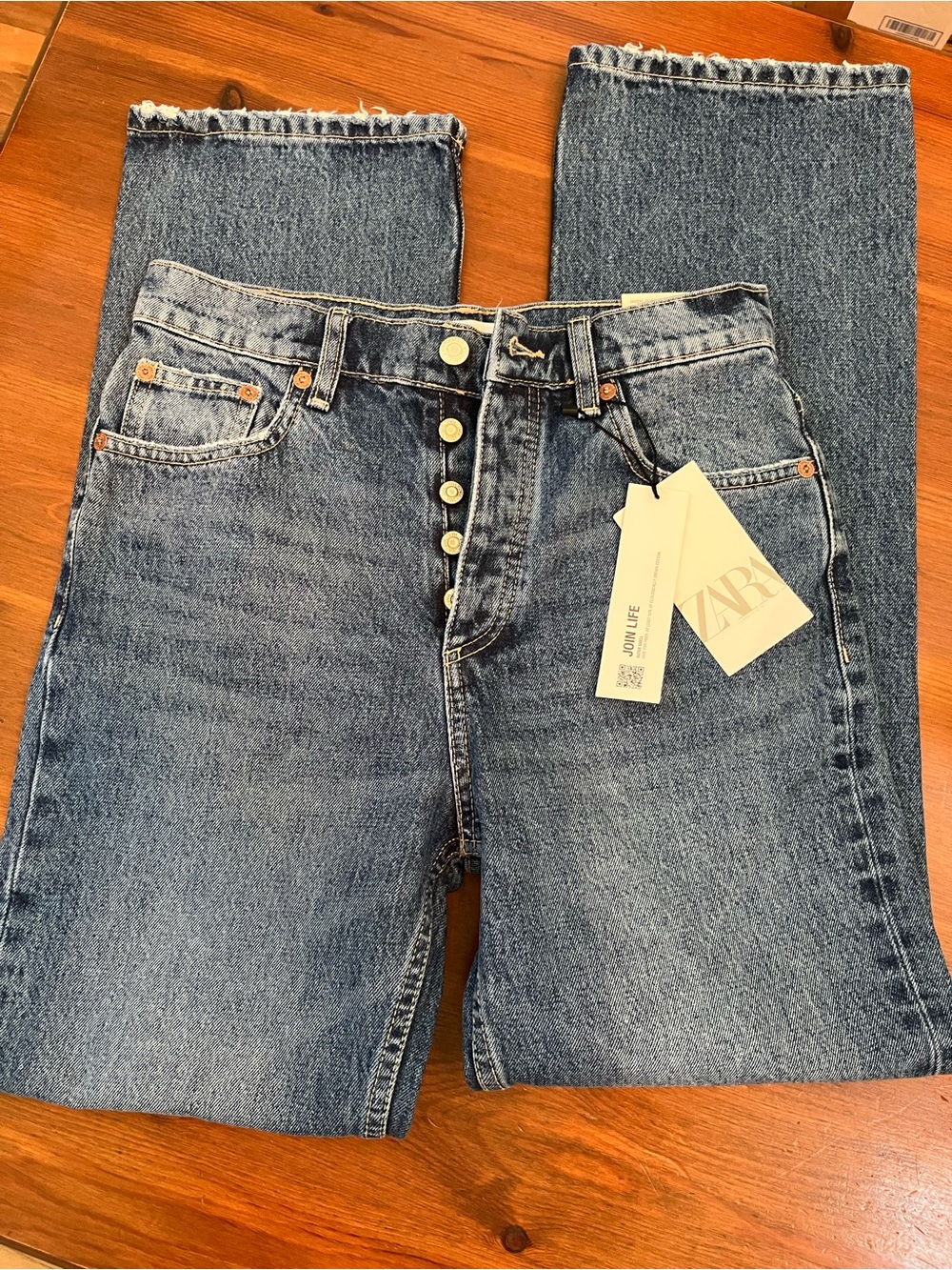 Zara High-Waist Button-Fly Women’s Jeans - Blue